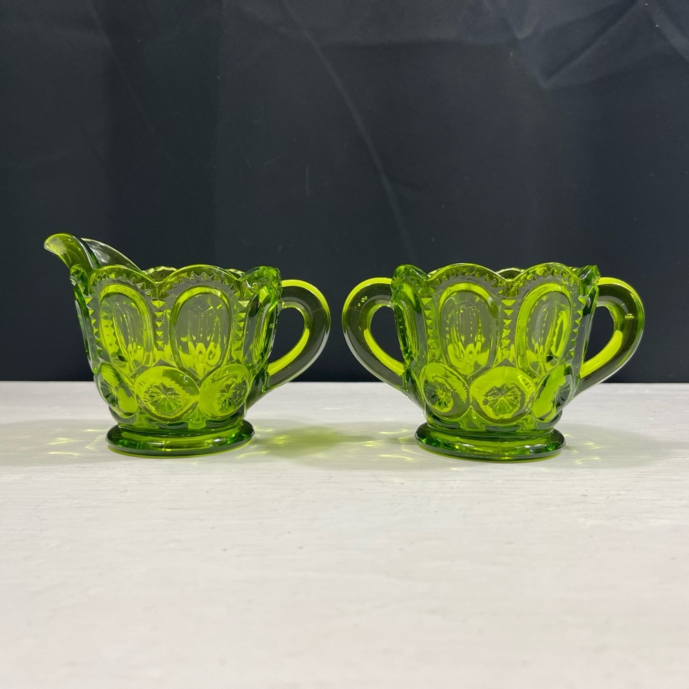Vintage Green Moon & Stars Cream & Sugar Set